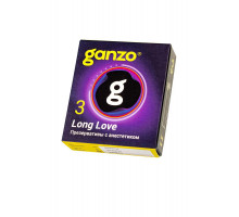 Презервативы Ganzo, long love, латекс, анестезирующий, 18 см, 5,2 см, 3 шт.