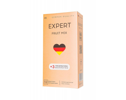 Презервативы EXPERT Fruit Mix Germany 12шт +(3 бесплатно)., фруктовые ароматизированные