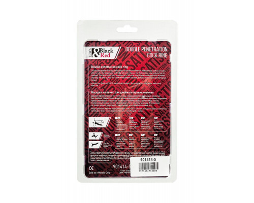 Насадка на пенис для двойного проникновения Black&Red by TOYFA , силикон, чёрный, 16,5 см