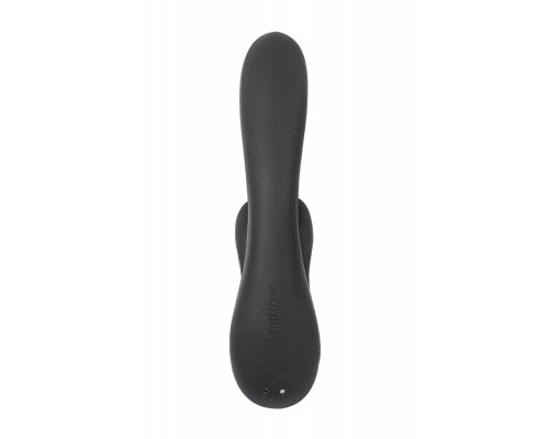 Вибратор с клиторальным стимулятором Satisfyer Double Flex Connect App, черный, силикон, 20 см