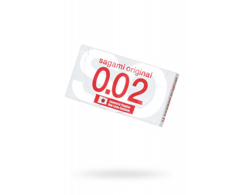 Презервативы Sagami, original 0.02, полиуретан, ультратонкие, гладкие, 19 см, 5,8 см, 2 шт.