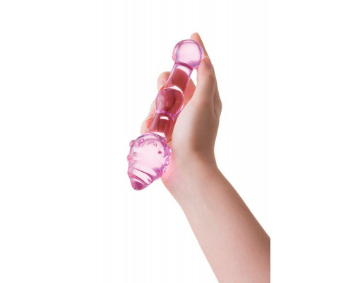Двусторонний фаллоимитатор Sexus Glass, стекло, розовый, 17 см