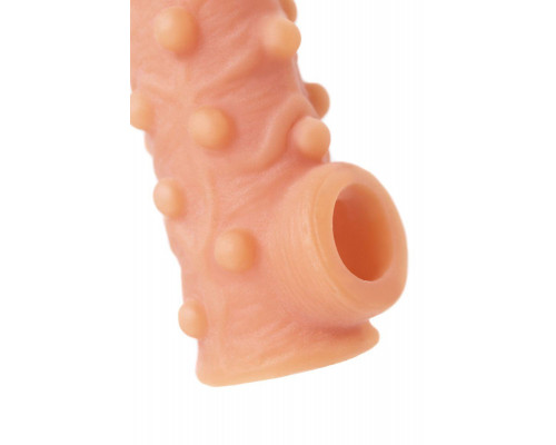 Насадка реалистичная KOKOS NUDE SLEEVE с дополнительной стимуляцией, TPE, телесная, 14 см