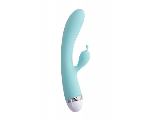 Вибратор с клиторальным стимулятором Flovetta IRIS, силикон, голубой, 22 см