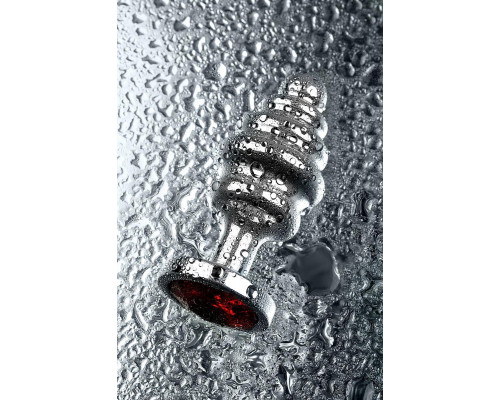 Анальная втулка Metal by TOYFA, металл, серебряная, с красным кристаллом, 8 см, Ø 3,5 см, 95 г