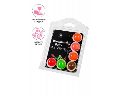 Массажное масло SECRET PLAY BRAZILIAN BALLS, микс ароматов, 6 х 4 гр