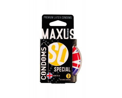 Презервативы Maxus Special, точечные, латекс, ребристые, пластиковый кейс, 3 шт.