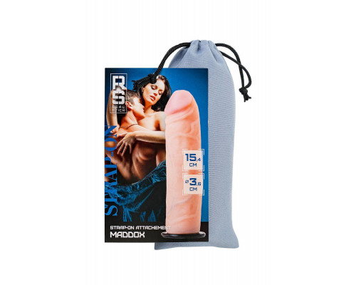 Насадка для страпона RealStick Strap-On Maddox, TPR, телесный, 15,4 см