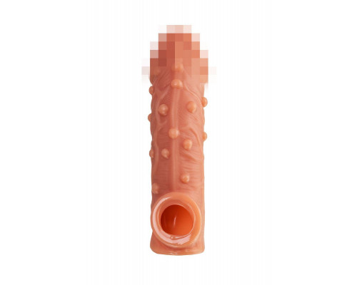 Насадка реалистичная KOKOS COCK SLEEVE 002-M с дополнительной стимуляцией, TPE, телесная, 15.6 см