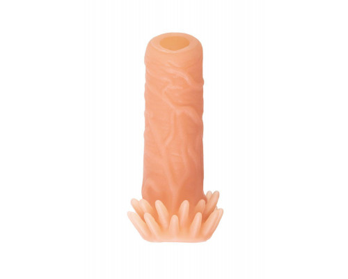 Насадка реалистичная KOKOS NUDE SLEEVE с дополнительной стимуляцией, TPE, телесная, 10 см