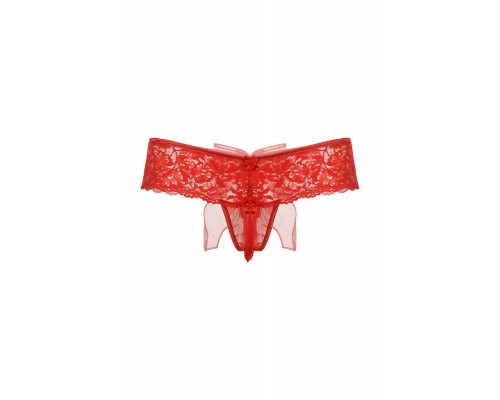 Шортики с бантиком открытые кружевные SoftLine Collection, красный, M/L