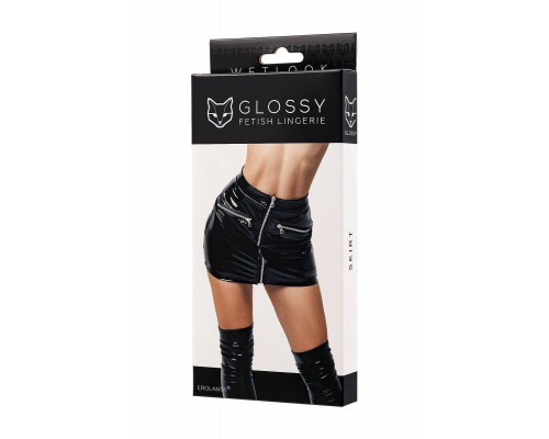 Юбка Glossy Billie из материала Wetlook, черный, M