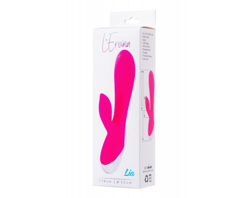 Вибратор с клиторальным стимулятором L'Eroina Lia, силикон, розовый, 19 см