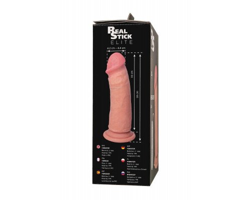 Реалистичный вибратор RealStick Elite Vibro Liam, TPR, телесный, 7 режимов вибрации, 18 см