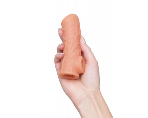 Насадка реалистичная KOKOS NUDE SLEEVE с дополнительной стимуляцией, TPE, телесная, 14 см