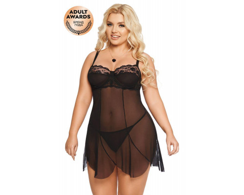 Ночная сорочка и стринги SoftLine Collection Carla, черный, XL