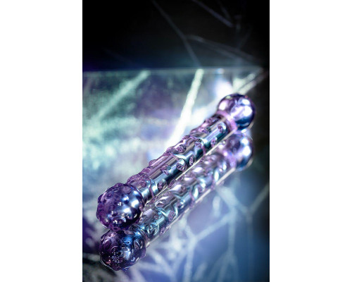 Двусторонний фаллоимитатор Sexus Glass, стекло, фиолетовый, 19,5 см