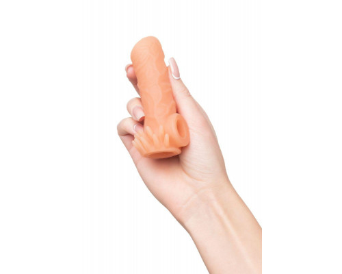Насадка реалистичная KOKOS NUDE SLEEVE с дополнительной стимуляцией, TPE, телесная, 10 см