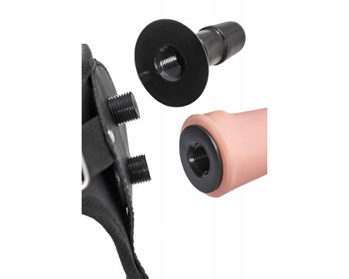 Трусики для страпона RealStick Strap-On Emery c TPR насадкой, экокожа, черные