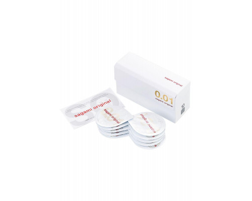 Презервативы Sagami, original 0.01, полиуретан, 17 см, 5,5 см, 10 шт.