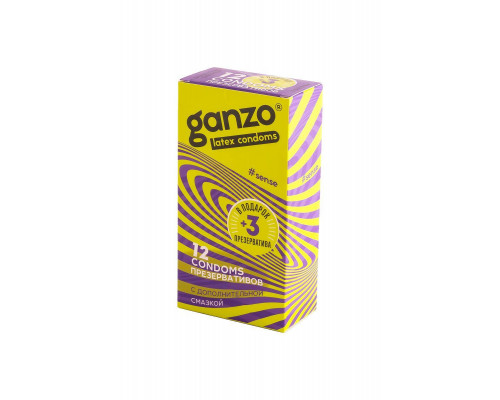Презервативы Ganzo, sense, ультратонкие, латекс, 18 см, 5,2 см, 15 шт.