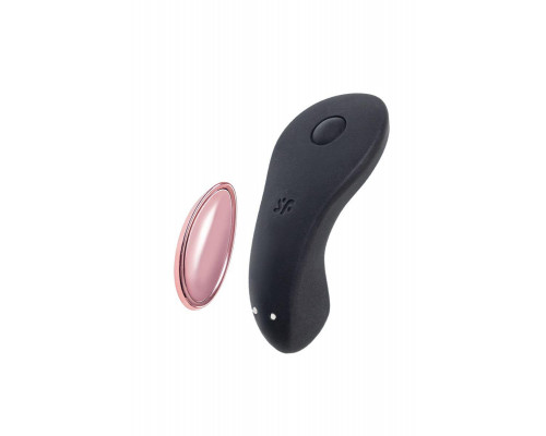 Вибровкладыш в трусики Satisfyer Little Secret Connect App с пультом ДУ, силикон, чёрный, 8,57 см