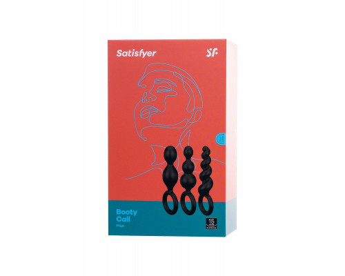Набор анальных плагов Satisfyer Booty Call black 3 шт, силикон, чёрный, 13,5 см