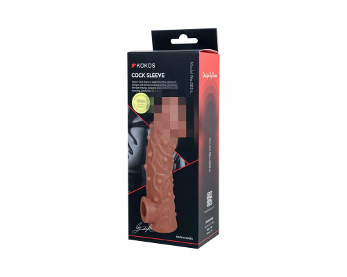 Насадка реалистичная KOKOS COCK SLEEVE 002-L с дополнительной стимуляцией, TPE, телесная, 17.6 см