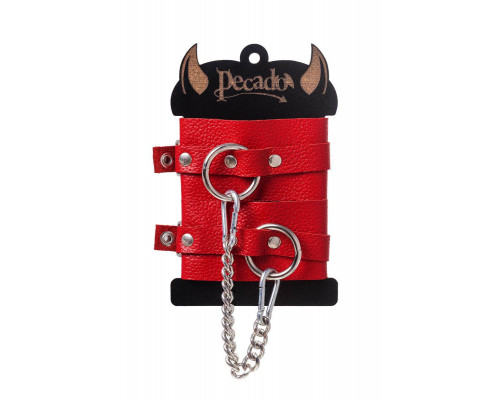 Оковы Pecado BDSM, мягкие с люверсами, натуральная кожа, красные