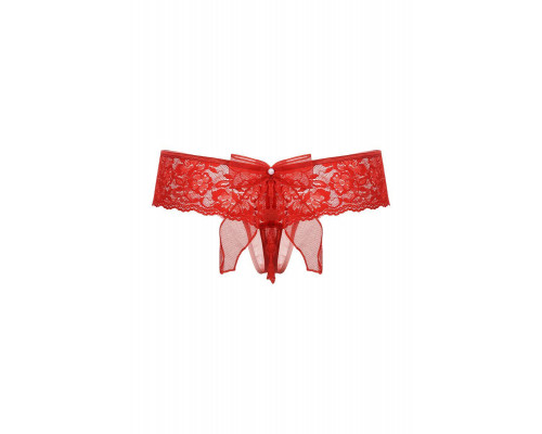 Шортики с бантиком открытые кружевные SoftLine Collection, красный, M/L