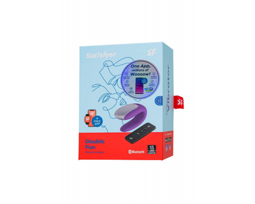 Стимулятор для пар Satisfyer Double Fun Connect App, с пультом ДУ, силикон, фиолетовый, 9 см