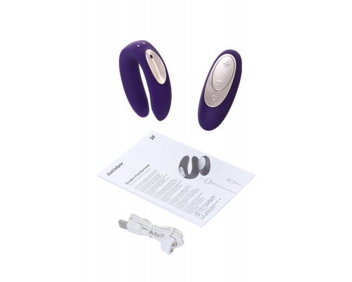 Вибромассажер для пар Satisfyer Double Plus Remote с пультом ДУ, силикон, фиолетовый, 8,8 см