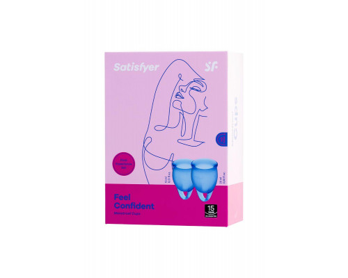 Менструальная чаша Satisfyer Feel Confident, 2 шт в наборе, силикон, синий