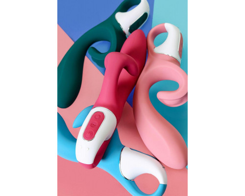 Нереалистичный вибратор Satisfyer Hug me Connect App, силикон, серо-голубой, 20,5 см