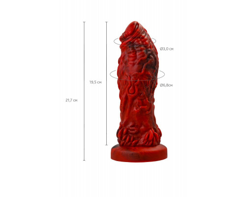 Вибратор Black&Red by TOYFA Monster Docus, силикон, красно-черный, 20 см