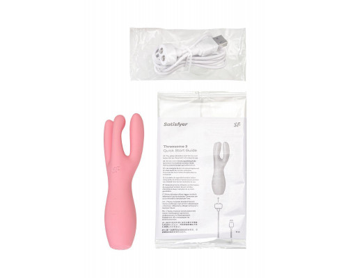 Вибростимулятор Satisfyer Threesome 3, силикон, розовый, 14 см