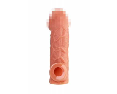 Насадка реалистичная KOKOS COCK SLEEVE 001-M с дополнительной стимуляцией, TPE, телесная, 15.6 см