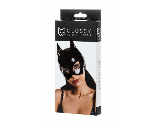 Маска кошки Glossy ANN из материала Wetlook, черный, OS