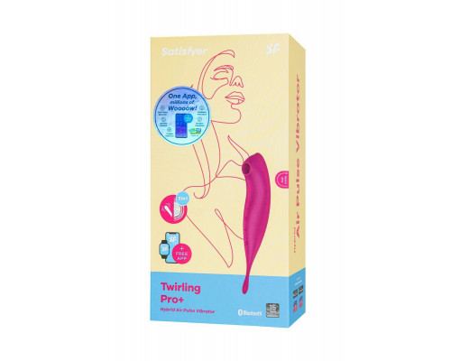 Точечный вибратор с вакуумной стимуляцией Satisfyer Twirling Pro Connect App, силикон, красный, 20см