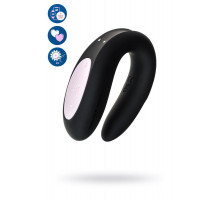 Многофункциональный стимулятор для пар Satisfyer Double Joy Connect App, силикон, чёрный, 9,14 см