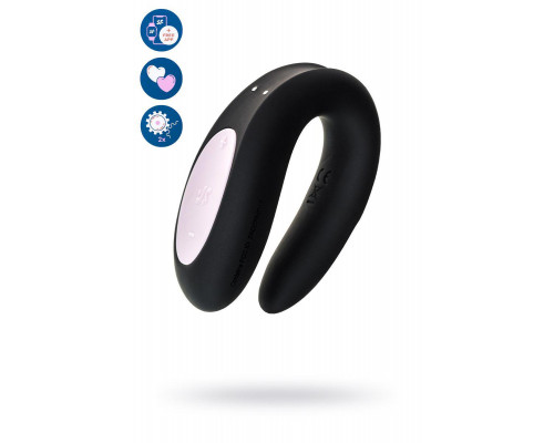 Многофункциональный стимулятор для пар Satisfyer Double Joy Connect App, силикон, чёрный, 9,14 см